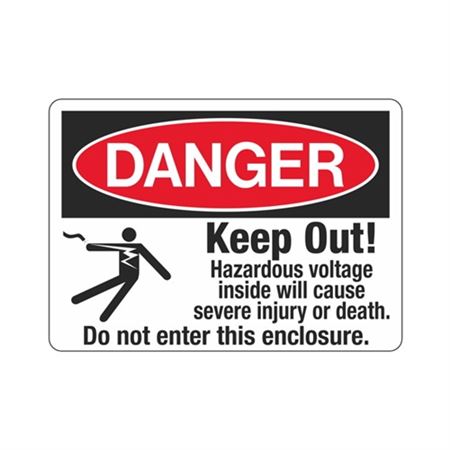 Danger Keep Out! Hazardous Voltage Inside 10" x 14" Sign